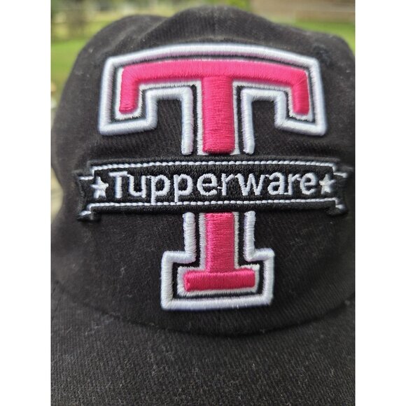 Tupperware Women’s Baseball Cap Hat Black Pink Logo Promotional Strapback - Picture 2 of 8